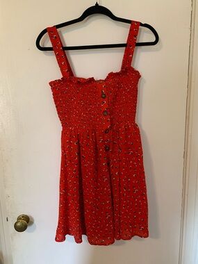 Sienna Sky Red Floral Button-Front Sundress